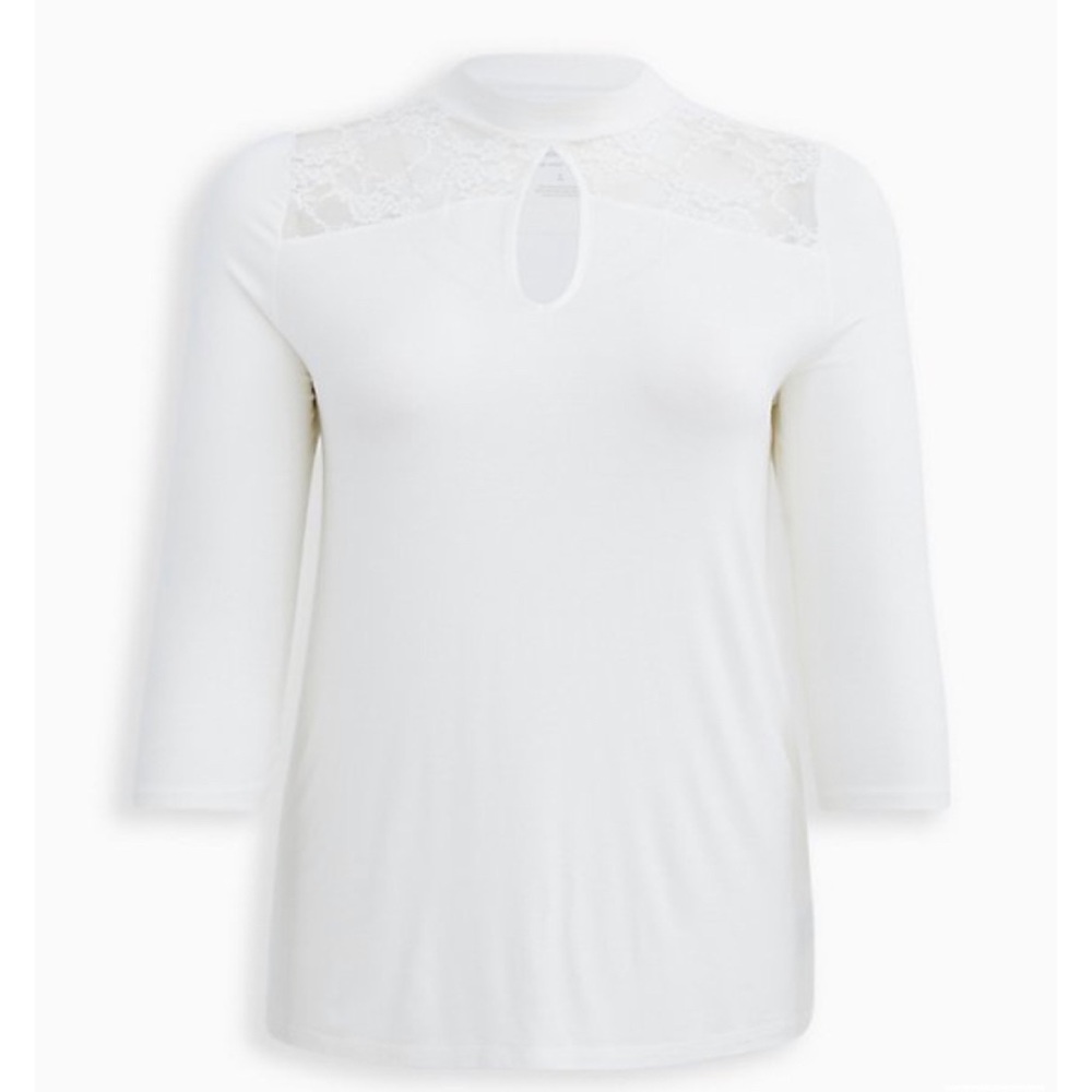 NEW Torrid 3 Super Soft & Lace Keyhole Mock Neck Top